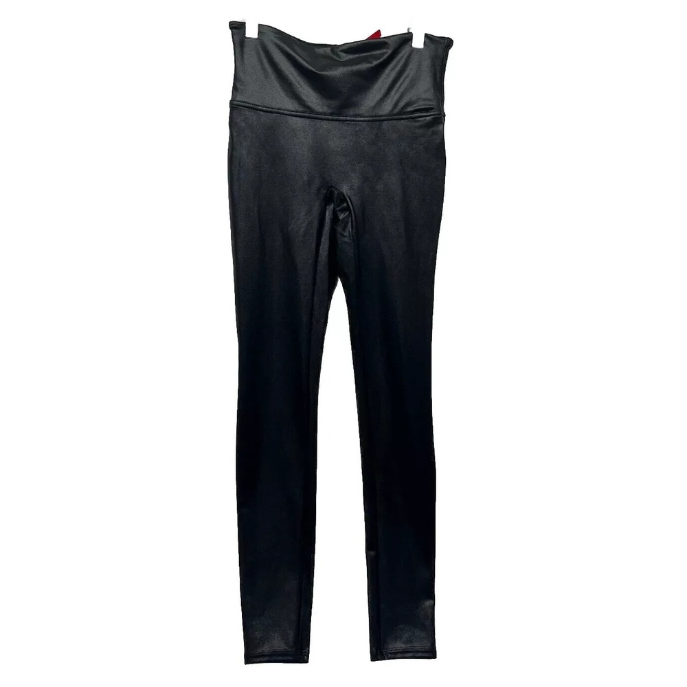 Spanx Womens Size M Black Faux Leather Leggings Pants (S6)